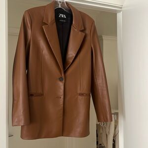 Faux leather blazer